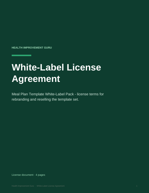 Meal Plan Template White-Label Pack cover